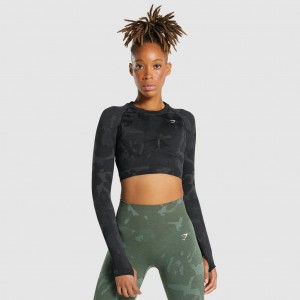 Camiseta Gymshark Adapt Camo Seamless Long Sleeve Crop Savanna | 70CWRVLKY