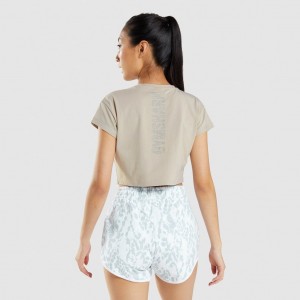 Camiseta Gymshark Animal Estampadas Crop Gris | 07QBMTWDV