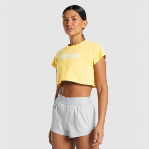 Camiseta Gymshark Animal Estampadas Infill Crop Amarillo | 61JMIBOLW