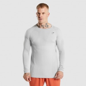 Camiseta Gymshark Apex Long Sleeve Gris Claro | 72XVQOBMN