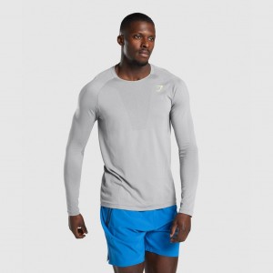 Camiseta Gymshark Apex Long Sleeve Seamless Gris | 08QSVRKPY