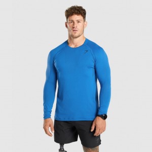 Camiseta Gymshark Apex Long Sleeve Seamless Azules | 65RJAICTF