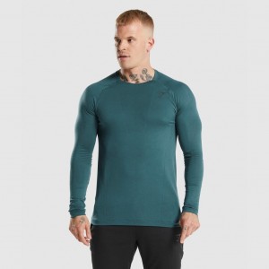 Camiseta Gymshark Apex Long Sleeve Teal | 72CFKDUQS