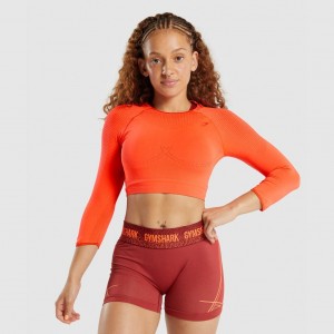 Camiseta Gymshark Apex Seamless Crop Naranjas | 04KCQJXRY