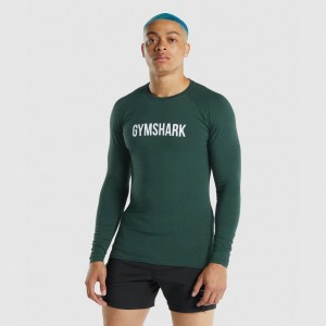 Camiseta Gymshark Apollo Long Sleeve Verde Oscuro | 08HMAOCYK