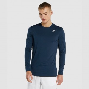 Camiseta Gymshark Arrival Long Sleeve Azul Marino | 21OLPGJCX