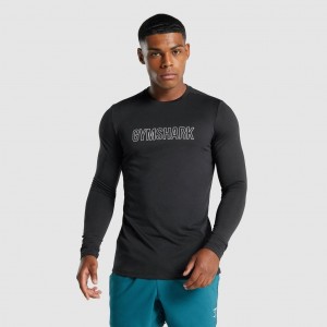 Camiseta Gymshark Arrival Long Sleeve Estampadas Negras | 70QWFSEXD