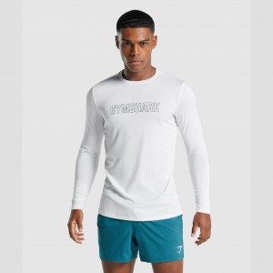 Camiseta Gymshark Arrival Long Sleeve Estampadas Blancas | 27DKNORQC