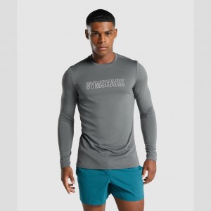 Camiseta Gymshark Arrival Long Sleeve Estampadas Charcoal | 50ZXIWRVT
