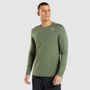 Camiseta Gymshark Arrival Long Sleeve Verde Oliva | 29NKSLIMB