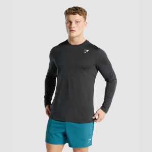 Camiseta Gymshark Arrival Marl Long Sleeve Negras | 40SFTHCUI