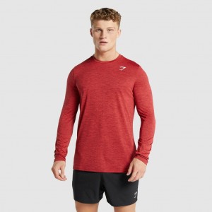 Camiseta Gymshark Arrival Marl Long Sleeve Rojas | 51MLDQRZN