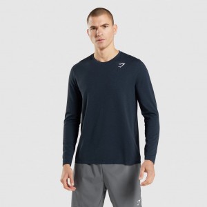 Camiseta Gymshark Arrival Seamless Long Sleeve Azul Marino | 70BZRMPIW