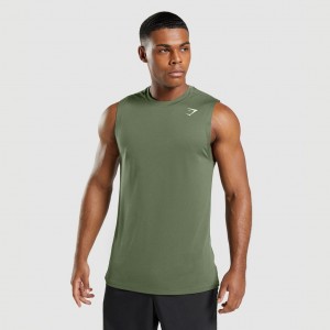Camiseta Gymshark Arrival Sin Manga Verde Oliva | 74SXGFJNV