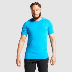 Camiseta Gymshark Aspect Ligeros Seamless Azules | 80RGOJFTX