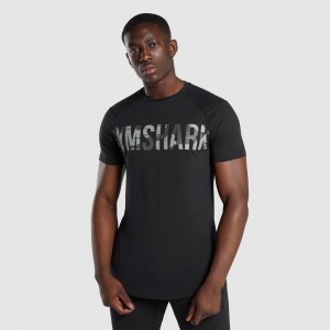 Camiseta Gymshark Bold Negras Camuflaje | 35XDVAFOP