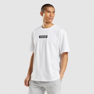 Camiseta Gymshark Central Oversized Blancas | 86JRKZTGP