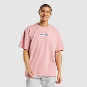 Camiseta Gymshark Central Oversized Rosas | 34MNFOJTC