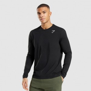 Camiseta Gymshark Crest Long Sleeve Negras | 04HJQNLIE