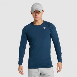 Camiseta Gymshark Critical 2.0 Long Sleeve Azul Marino | 98DBNYUHC