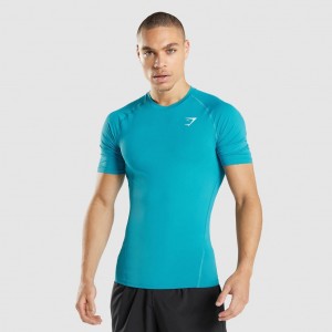 Camiseta Gymshark Element Baselayer Azules | 17MGVCOIL