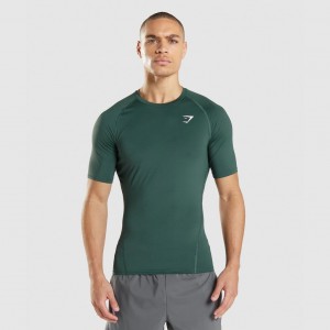 Camiseta Gymshark Element Baselayer Verde Oscuro | 10SJZWUTN