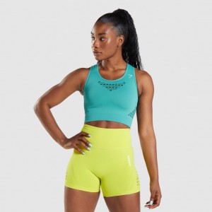 Camiseta Gymshark Energy Seamless Crop Fauna Teal | 58MCKLTXH
