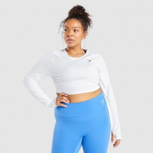 Camiseta Gymshark Entrenamiento Long Sleeve Crop Blancas | 84MUHKVNC