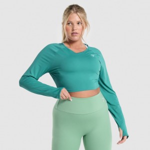 Camiseta Gymshark Entrenamiento Long Sleeve Teal | 35BDOEAVL