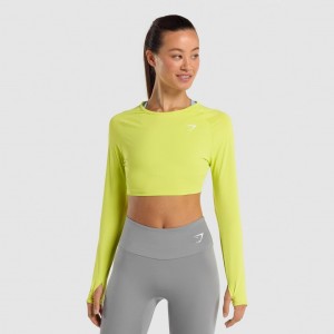 Camiseta Gymshark Entrenamiento Long Sleeve Amarillo | 54DPMLVUY