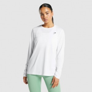 Camiseta Gymshark Entrenamiento Long Sleeve Blancas | 60DIHMCZT