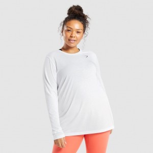 Camiseta Gymshark Entrenamiento Oversized Long Sleeve Tee Blancas | 14BQETHYG