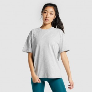 Camiseta Gymshark Entrenamiento Oversized Gris Claro | 39VLQKABS