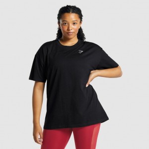 Camiseta Gymshark Entrenamiento Oversized Negras | 07XWQBVSF