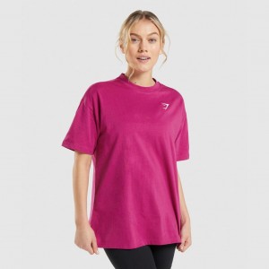 Camiseta Gymshark Entrenamiento Oversized Rosas | 92VDFEJGT