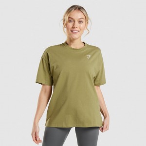 Camiseta Gymshark Entrenamiento Oversized Verde | 49TMNDEVS