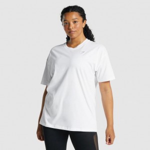 Camiseta Gymshark Entrenamiento Oversized Blancas | 12TYGCFLB