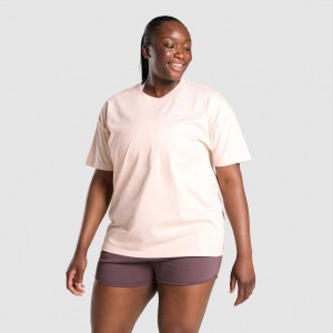 Camiseta Gymshark Entrenamiento Oversized Marrones Claro | 95FQXBEHN