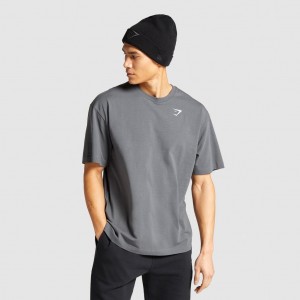 Camiseta Gymshark Essential Oversized Charcoal | 50XDISQPK