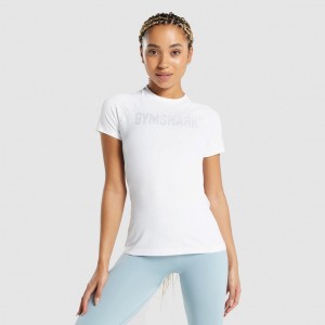 Camiseta Gymshark Fit Seamless Loose Blancas | 18RMDOUZA