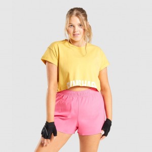 Camiseta Gymshark Fraction Crop Amarillo | 48IGFMHVS