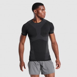 Camiseta Gymshark Free Force Seamless Negras | 85OKNXYEI
