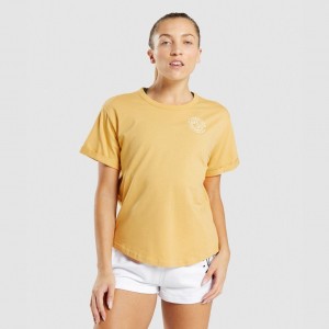 Camiseta Gymshark Legacy Estampadas Tee Amarillo | 12UODSTVH