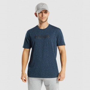 Camiseta Gymshark Micro Print Azul Marino | 57GSKOWQJ