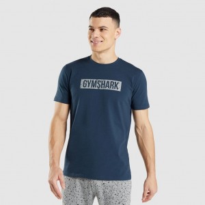 Camiseta Gymshark Micro Print Block Infill Azul Marino | 90ZTJMXRV
