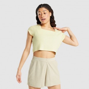 Camiseta Gymshark Pause Crop Amarillo | 79RFNZBVL