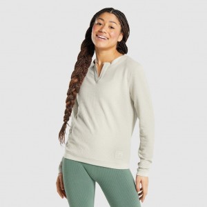 Camiseta Gymshark Pause Long Sleeve Gris | 05XPZCOKJ