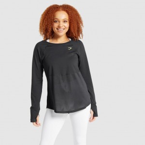 Camiseta Gymshark Pulse Long Sleeve Negras | 51JQBPKDY