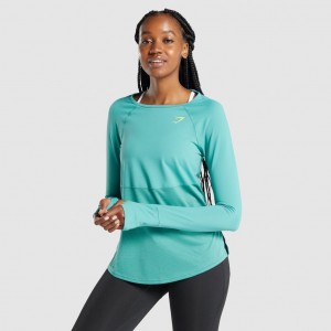 Camiseta Gymshark Pulse Long Sleeve Teal | 58YATNIDJ
