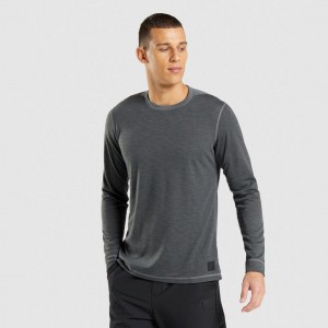 Camiseta Gymshark Retake Long Sleeve Charcoal Marl | 84NUHPMYS